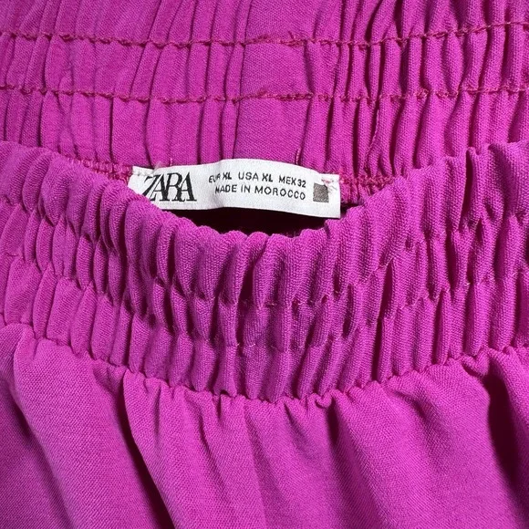 ZARA Women's Wide Leg High Rise Palazzo Pink Trousers Size XL - Picture 3 of 11